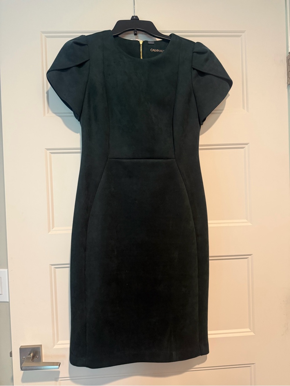 Calvin Klein Forest Green Puff-Sleeve Sheath Dress